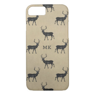 Monogram Monogrammed Deer Stag Rustic Pattern Case-Mate iPhone Case