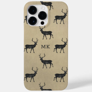 Monogram Monogrammed Deer Stag Rustic Pattern Case-Mate iPhone 14 Pro Max Case