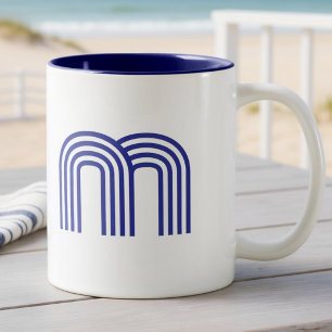 Monogram Monogrammed Initial Blue Modern Simple Coffee Mug