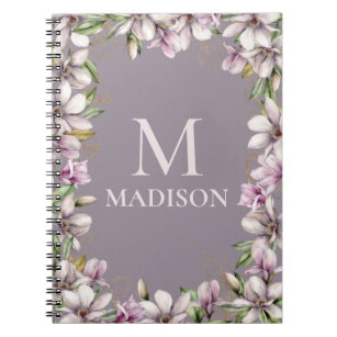Monogram Monogrammed Magnolia Floral Personalised Notebook