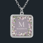Monogram Monogrammed Magnolia Floral Personalised Silver Plated Necklace<br><div class="desc">This stylish design features your personalised name and monogram surrounded by a frame of magnolia flowers. Personalised by editing the text in the text boxes provided #accessories #jewellery #necklaces #magnolia #floral #gifts #monogram #monogrammed #personalizedgifts</div>