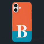 Monogram Monogrammed Simple Modern Orange Blue iPhone 16 Plus Case<br><div class="desc">Monogram Monogrammed Simple Modern Orange Blue Phone 16 Plus Case features your custom personalised initial on an orange and blue colorblock background. Personalise by editing the text in the text box provided. Font and font colour can be changed by personalising. Perfect as a gift for him or her for birthday,...</div>