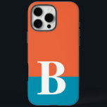 Monogram Monogrammed Simple Modern Orange Blue iPhone 16 Pro Max Case<br><div class="desc">Monogram Monogrammed Simple Modern Orange Blue Phone 16 Pro Max Case features your custom personalised initial on an orange and blue colorblock background. Personalise by editing the text in the text box provided. Font and font colour can be changed by personalising. Perfect as a gift for him or her for...</div>