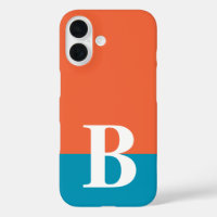 Monogram Monogrammed Simple Modern Orange Blue