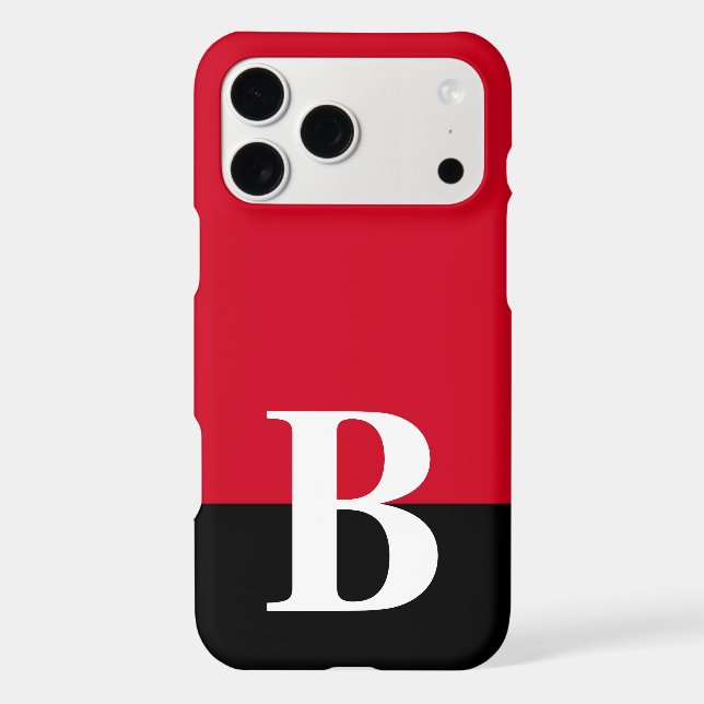 Monogram Monogrammed Simple Modern Red Black (Back)
