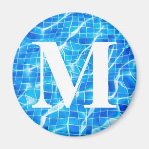 Monogram Monogrammed Swimming Blue Pool Aquatic Magnet