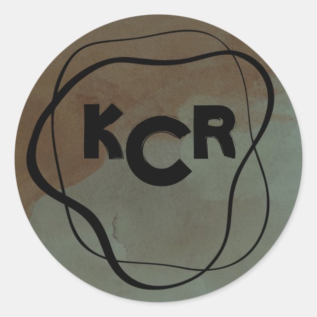 Monogram Moody Dark Side of the Moon Doodle  Classic Round Sticker (Front)