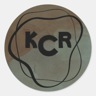 Monogram Moody Dark Side of the Moon Doodle  Classic Round Sticker