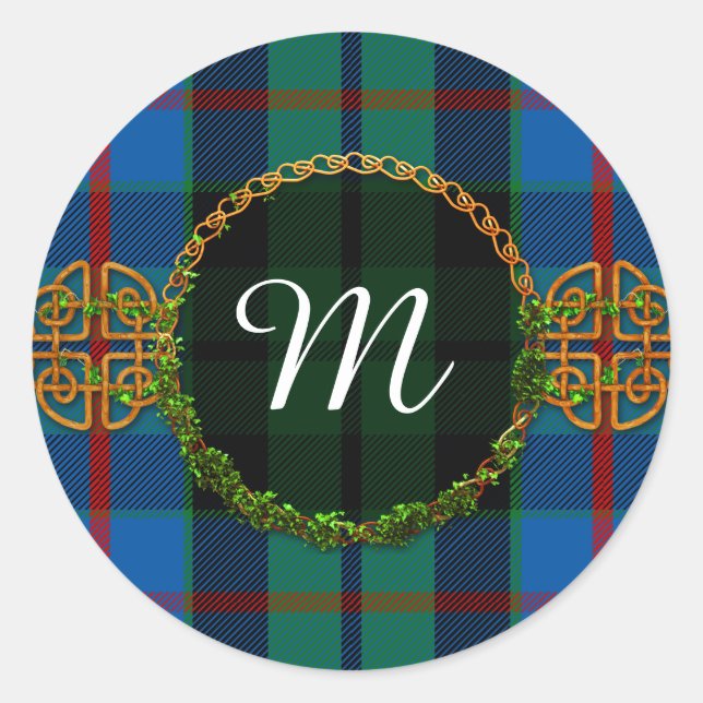 Monogram Morrison Tartan Classic Round Sticker (Front)