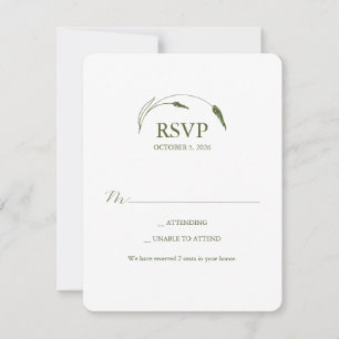 Monogram Moss Green RSVP Card