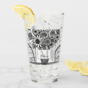Monogram Mother's Day Floral Art Glass Tumbler