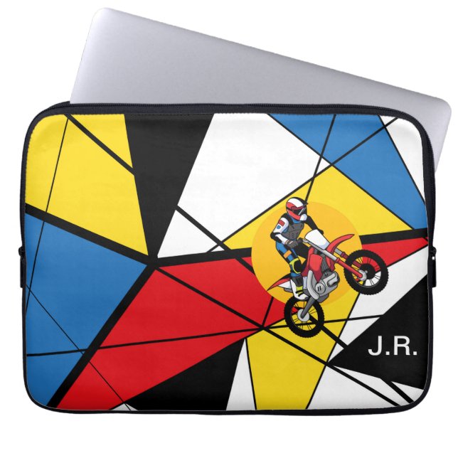 Monogram Motorbike Abstract Laptop Sleeve (Front)