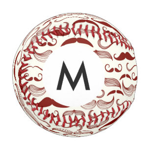Monogram Moustache pattern, retro style 3 Baseball