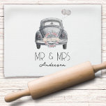 Monogram Mr & Mrs Just Married Tea Towel<br><div class="desc">A personalised gift for the newlyweds</div>