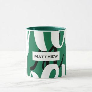 Monogram Mug Green Black And White