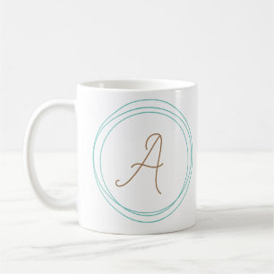 Monogram Mug in Teal/Gold
