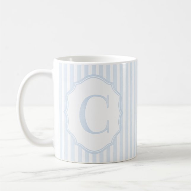 Monogram Mug Letter C, Blue Striped (Left)