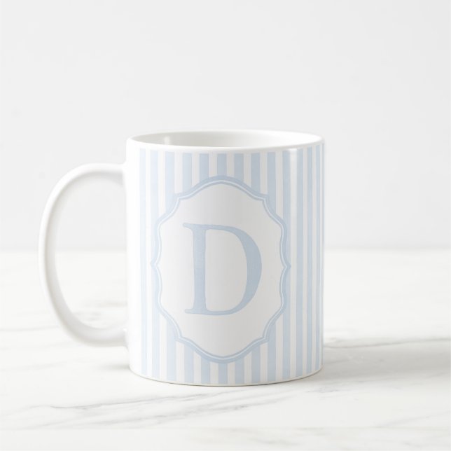 Monogram Mug Letter D, Blue Striped (Left)