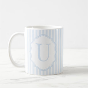 Monogram Mug Letter U, Blue Striped