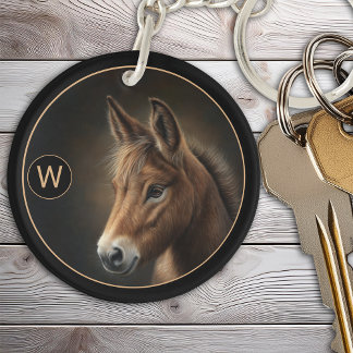 Monogram Mule Equine Portrait Template Key Ring