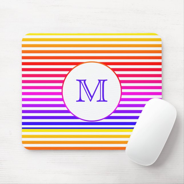 Monogram Multicolor Stripes Personalised Mouse Mat (With Mouse)
