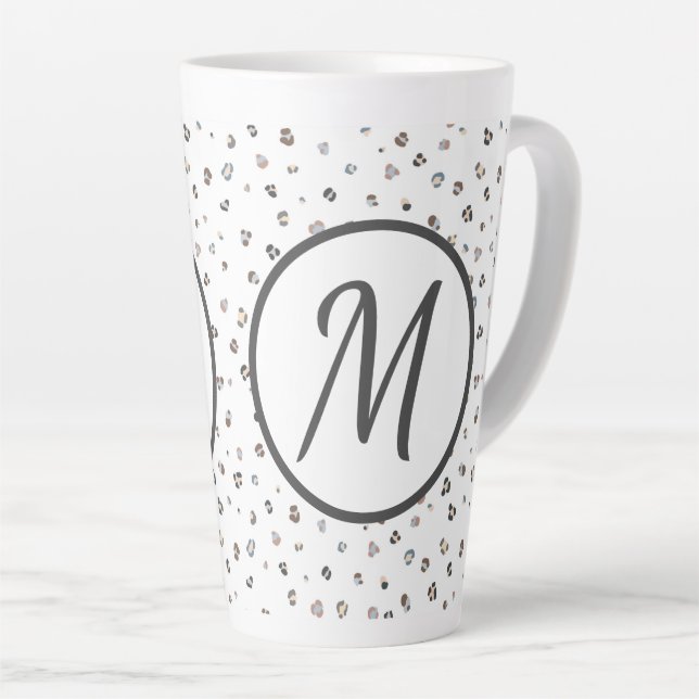 Monogram Multicoloured Leopard Print Latte Mug (Right Angle)