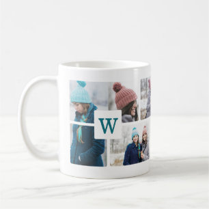 Monogram Multiple Photo Collage Photo Layout Coffee Mug