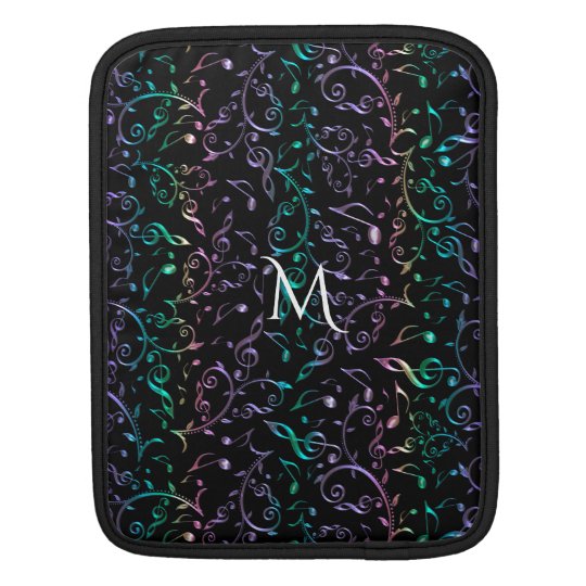 Monogram Music Notes On Black Or Your Colour iPad Sleeve