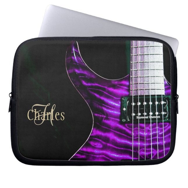 Monogram Music Purple Guitar Laptop Sleeve (Front)