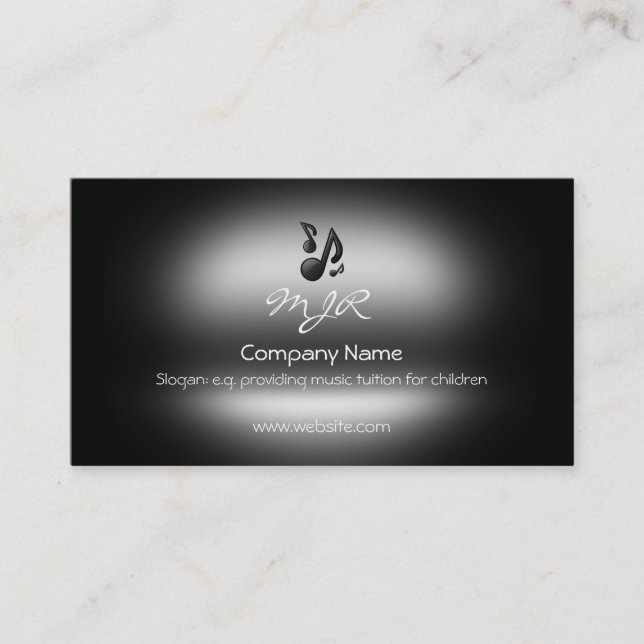 Monogram, Music Teachers, metallic-effect Business Card (Front)