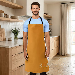 Monogram Mustard Yellow Boho Fall Kitchen Gift Apron
