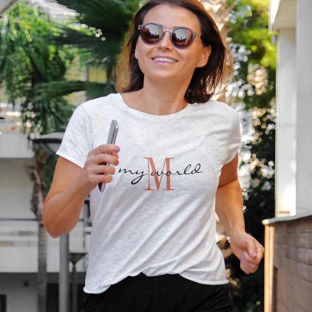 Monogram 'my world' Activewear Classic White T-Shirt (Creator Uploaded)