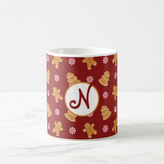 Monogram 'N' Gingerbread Cookie Christmas Mug