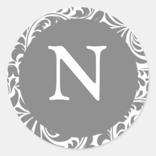 Monogram N Grey Grey Custom Wedding Monograms Seal