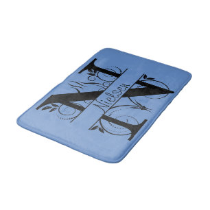 Monogram N Initial Bath, Kitchen Mat Choose Color