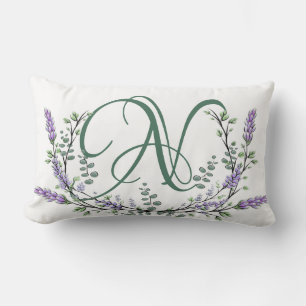 Monogram N Lavender Eucalyptus Lumbar Cushion