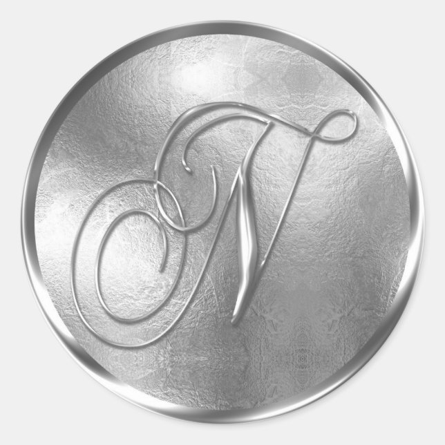 Monogram N NONMETALLIC Silver Envelope Seal (Front)