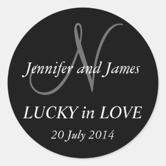 Monogram N Stickers for Weddings Black