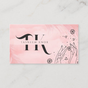 Monogram Nail Artist Manicure Salon Pink Business Card