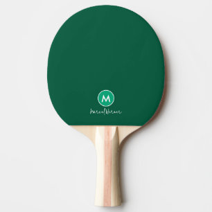 Monogram   Name and Initial Discreet Hunter-Green  Ping Pong Paddle