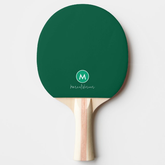 Monogram | Name and Initial Discreet Hunter-Green  Ping Pong Paddle (Front)