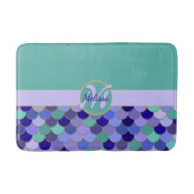 Monogram + Name | Aqua Teal & Purple Mermaid