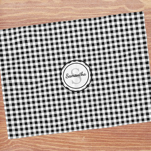 Monogram-Name B&W Buffalo Check Fleece Blanket