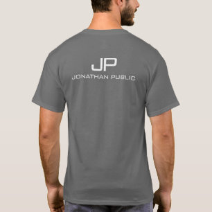 Monogram Name Back Side Print Mens Dark Grey T-Shirt