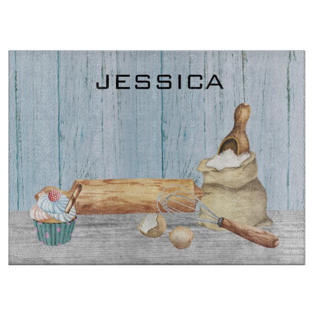 Monogram Name Baking Baker Gift Cutting Board (Front)