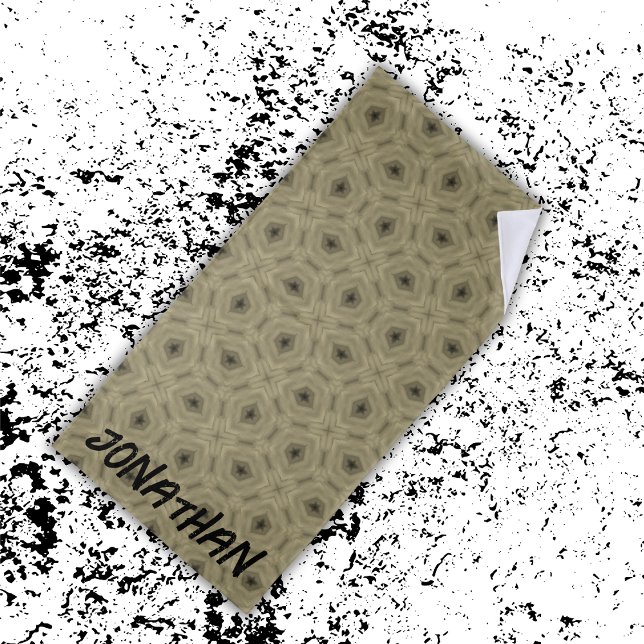 Monogram Name Black and Beige pattern | Beach Towel (Creator Uploaded)