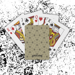 Monogram Name Black and Beige pattern Playing Cards