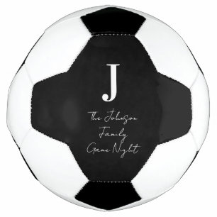 Monogram Name Black and White Family Game Night Football