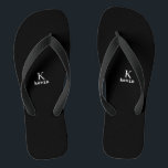 Monogram name black and white modern flip flops<br><div class="desc">Man monogram and name create your own flip flops template in simple black and white. You can change background and text colours by selecting customise option.          It can be a special gift for a boyfriend,  husband,  son,  dad,  groom,  best man for a birthday,  wedding,  Christmas,  or graduation.</div>