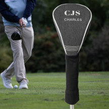 Monogram, Name, Black Denim Print, Driver Cover